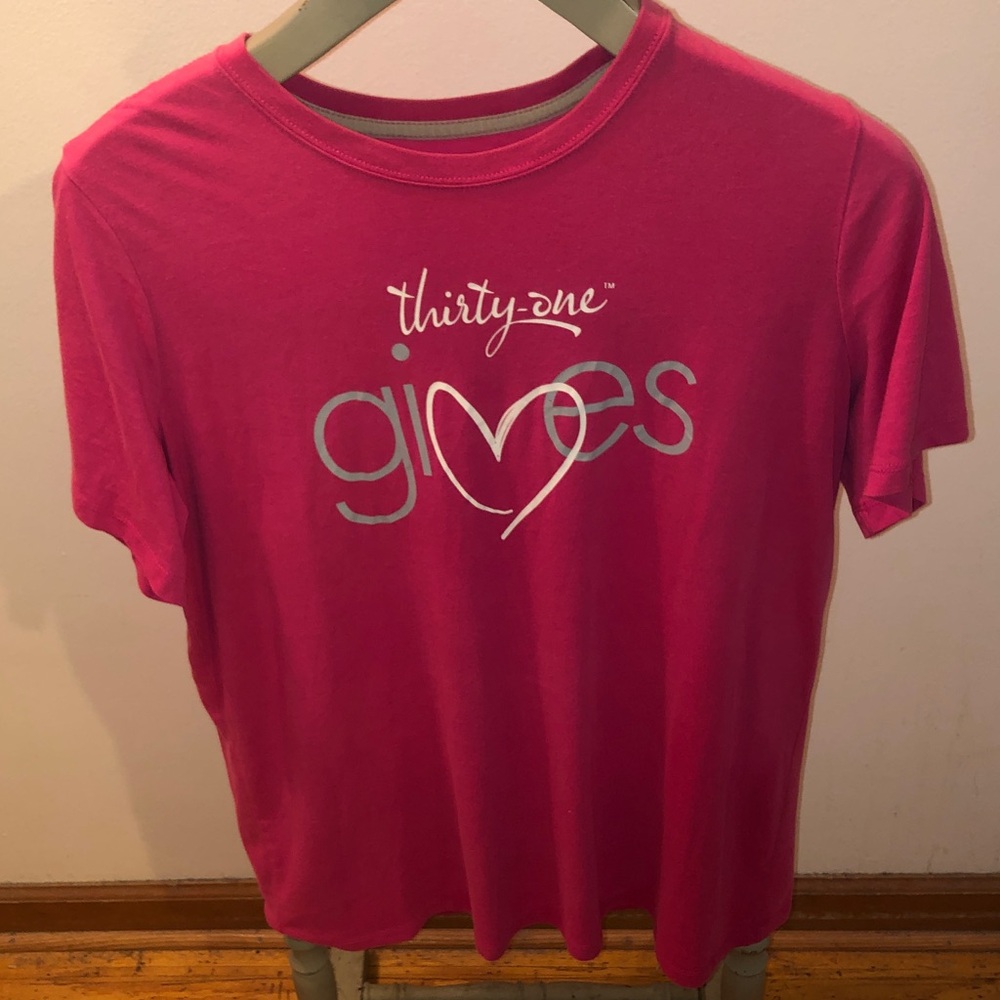 thirty-one Hot Pink Tee with Silver Graphic